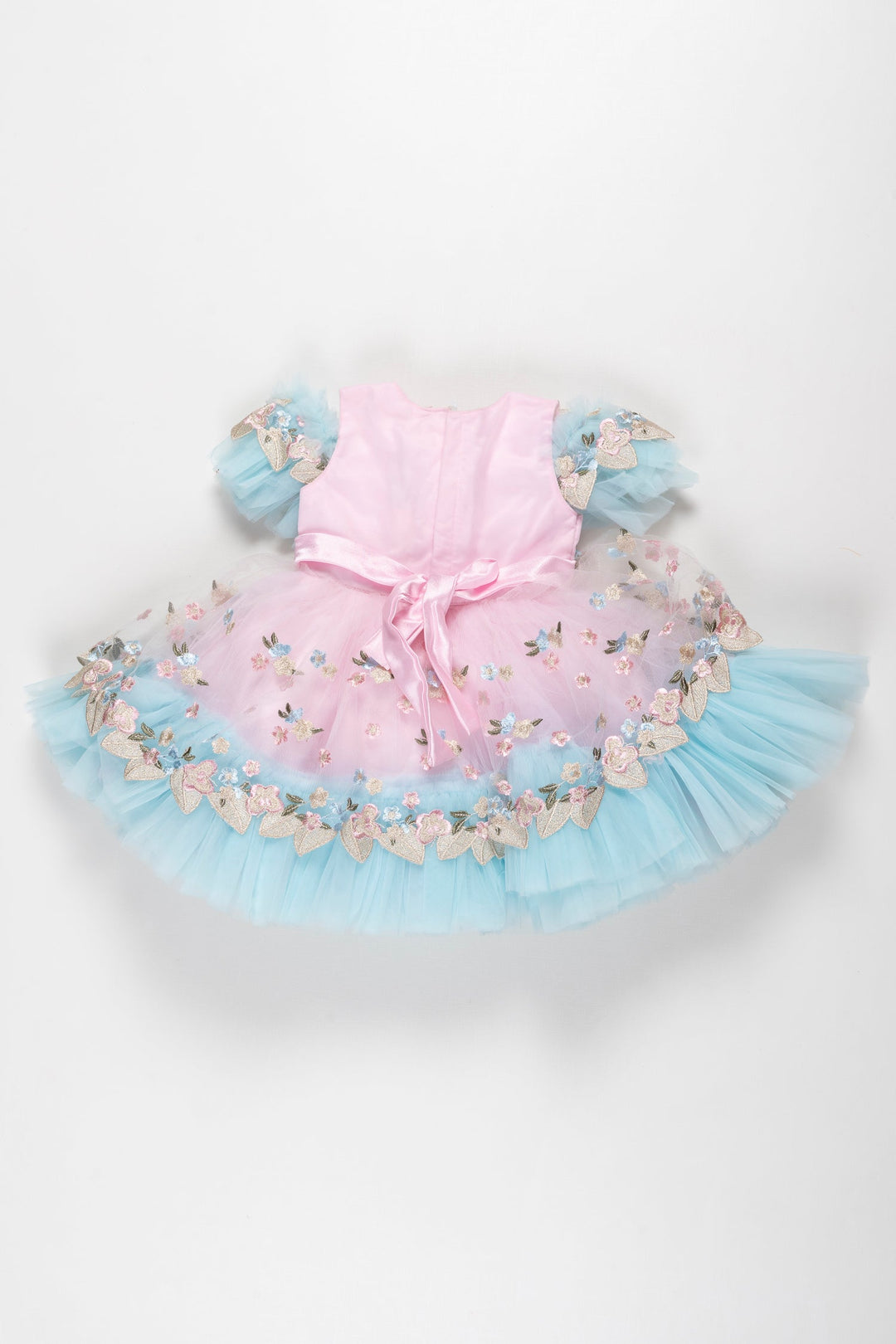 The Nesavu Girls Tutu Frock Enchanted Blossom: Baby Girl's Tulle Party Frock with Floral Embroidery Nesavu Buy Enchanted Blossom Party Frock | Dreamy Tulle Dress for Baby Girls | The Nesavu