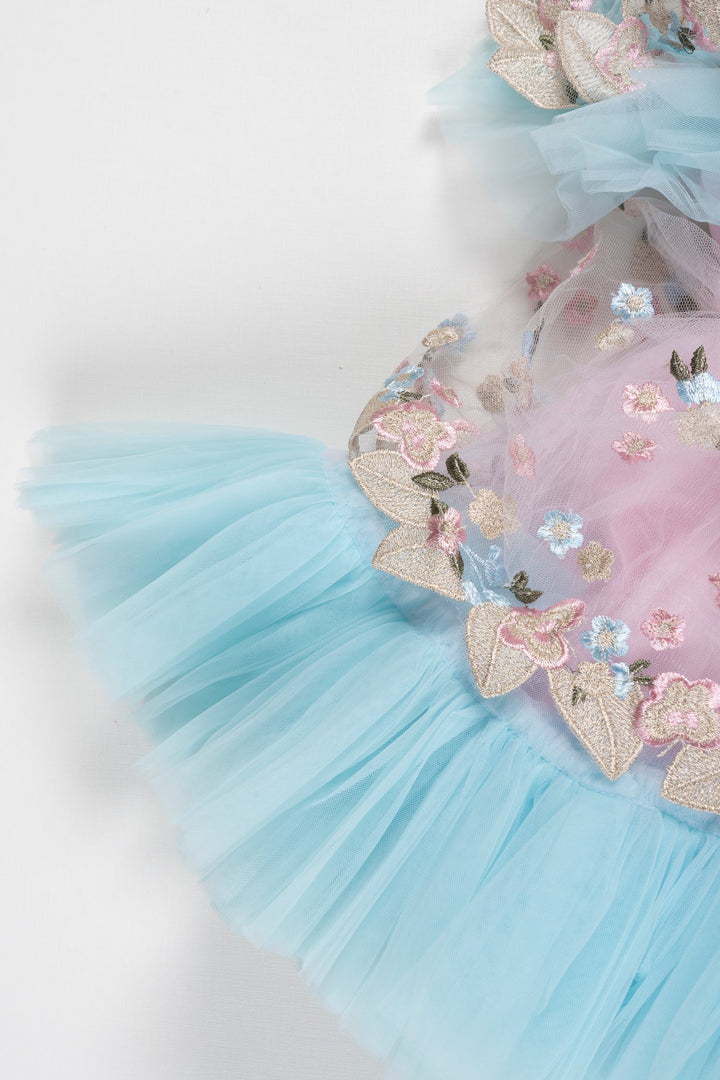 The Nesavu Girls Tutu Frock Enchanted Blossom: Baby Girl's Tulle Party Frock with Floral Embroidery Nesavu Buy Enchanted Blossom Party Frock | Dreamy Tulle Dress for Baby Girls | The Nesavu