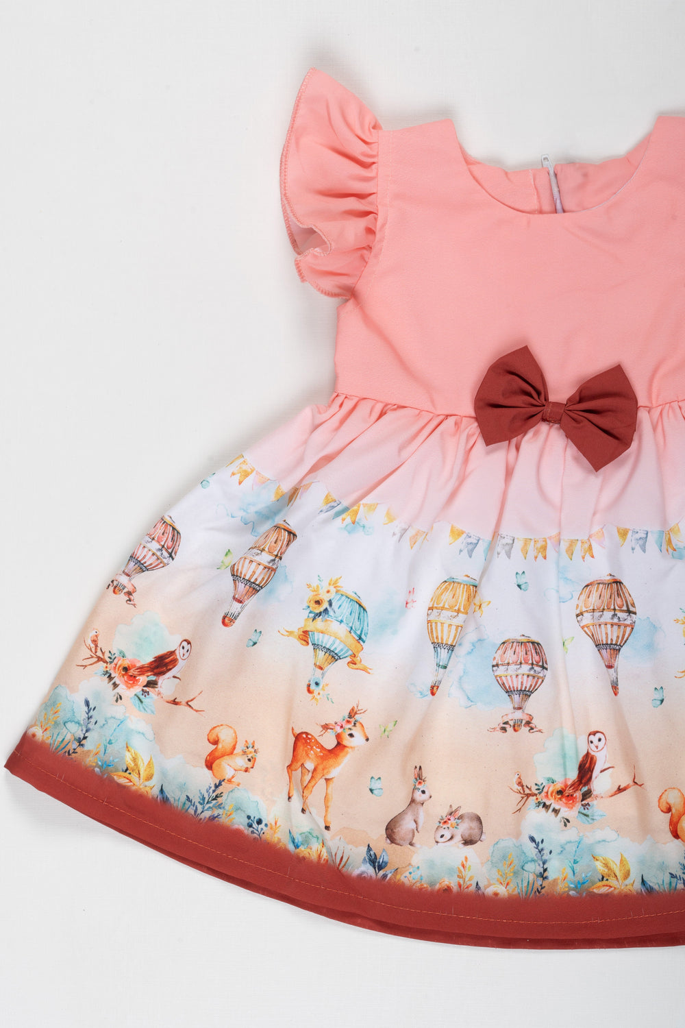 The Nesavu Baby Fancy Frock Enchanted Forest Adventure Baby Girl Frock with Hot Air Balloon Imagery Nesavu Discover the Magic of Storytime with Our Woodland Balloon Baby Frock | The Nesavu