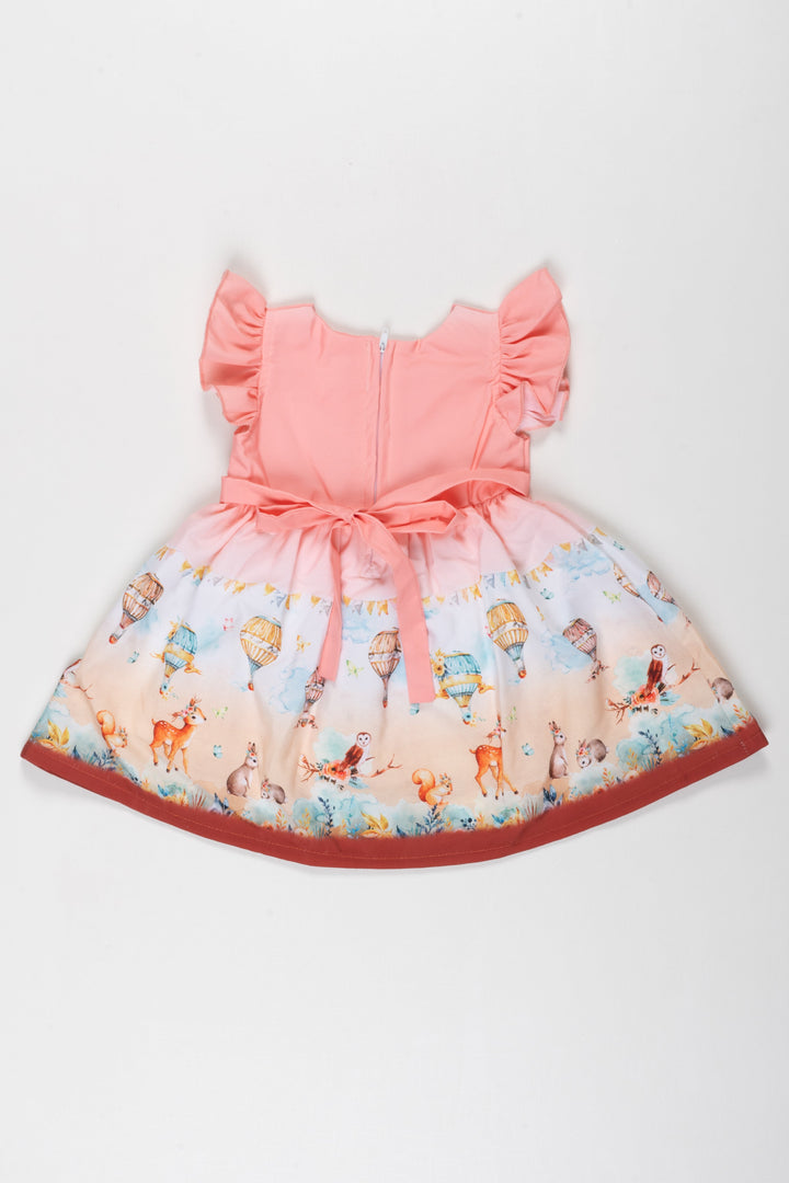 The Nesavu Baby Fancy Frock Enchanted Forest Adventure Baby Girl Frock with Hot Air Balloon Imagery Nesavu Discover the Magic of Storytime with Our Woodland Balloon Baby Frock | The Nesavu