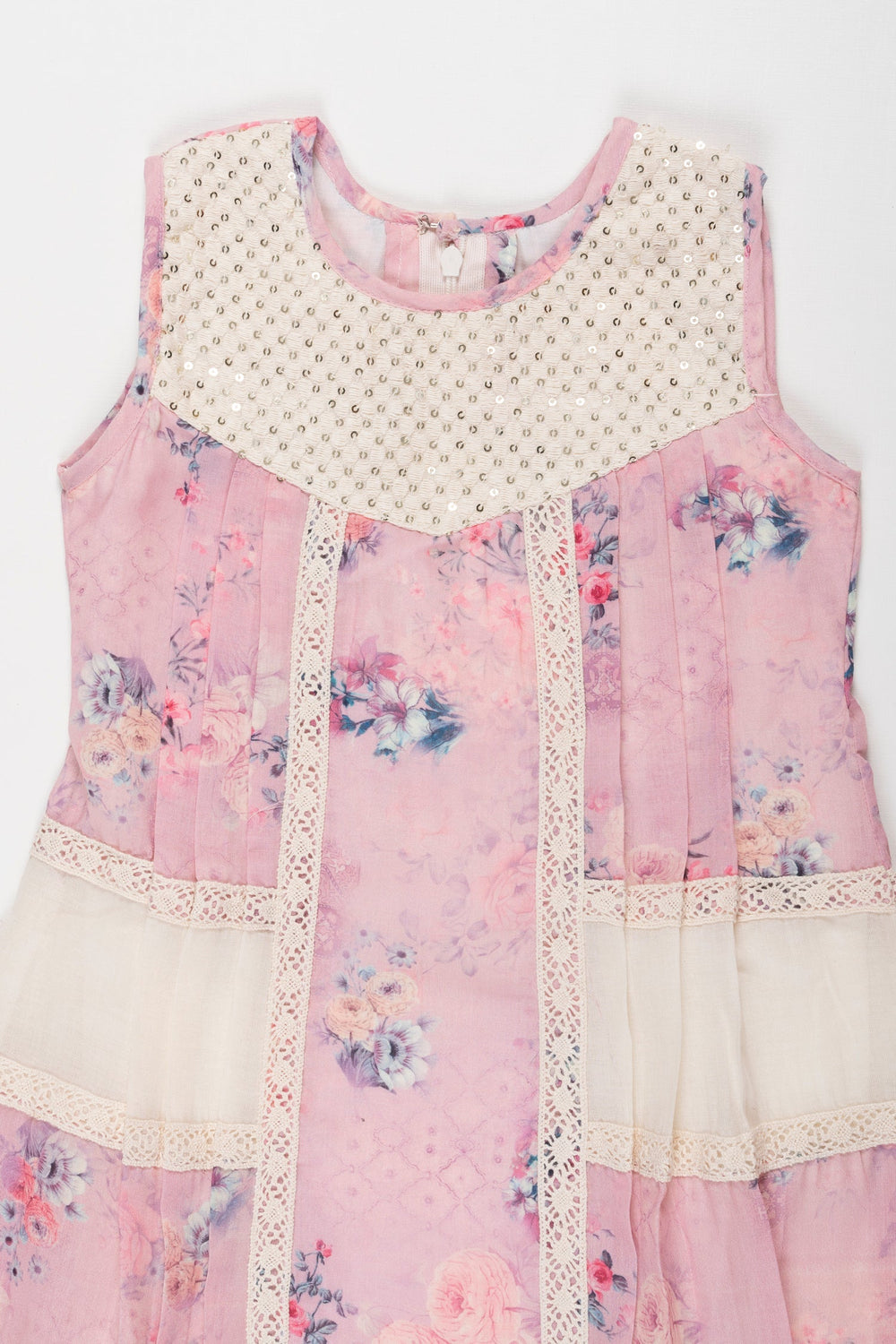 The Nesavu Girls Fancy Frock Enchanted Garden: Girls Airy Cotton Frock with Pastel Floral Design Nesavu Buy Pastel Floral Cotton Frock for Girls | Perfect for Summer Elegance | The Nesavu