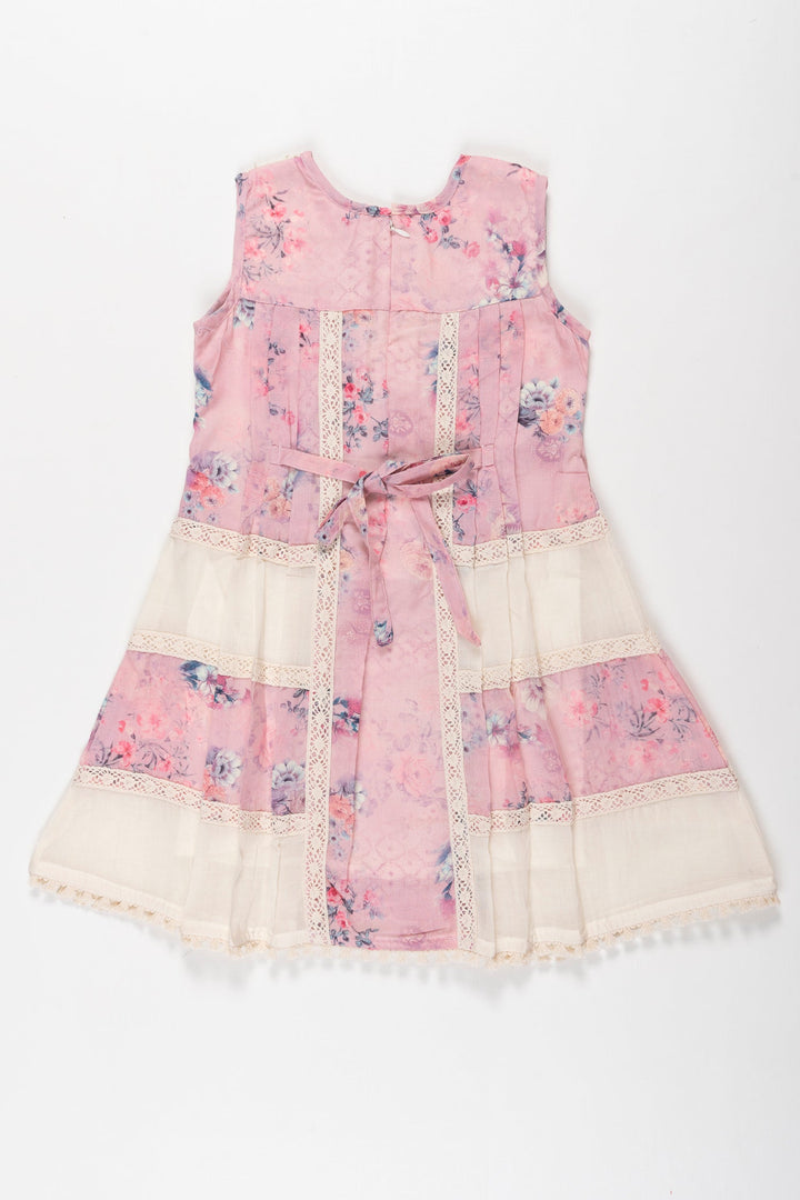 The Nesavu Girls Fancy Frock Enchanted Garden: Girls Airy Cotton Frock with Pastel Floral Design Nesavu Buy Pastel Floral Cotton Frock for Girls | Perfect for Summer Elegance | The Nesavu