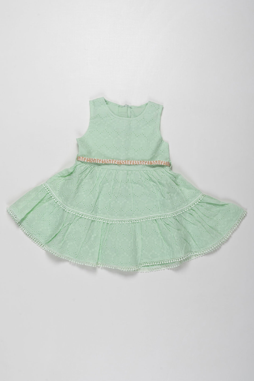 The Nesavu Baby Cotton Frocks Enchanted Mint Green Baby Girl Cotton Frock - Breathable & Chic Nesavu 14 (6M) / Green / Cotton BFJ535A-14 Baby Girls Mint Green Summer Frock | Cotton Comfort & Style | The Nesavu
