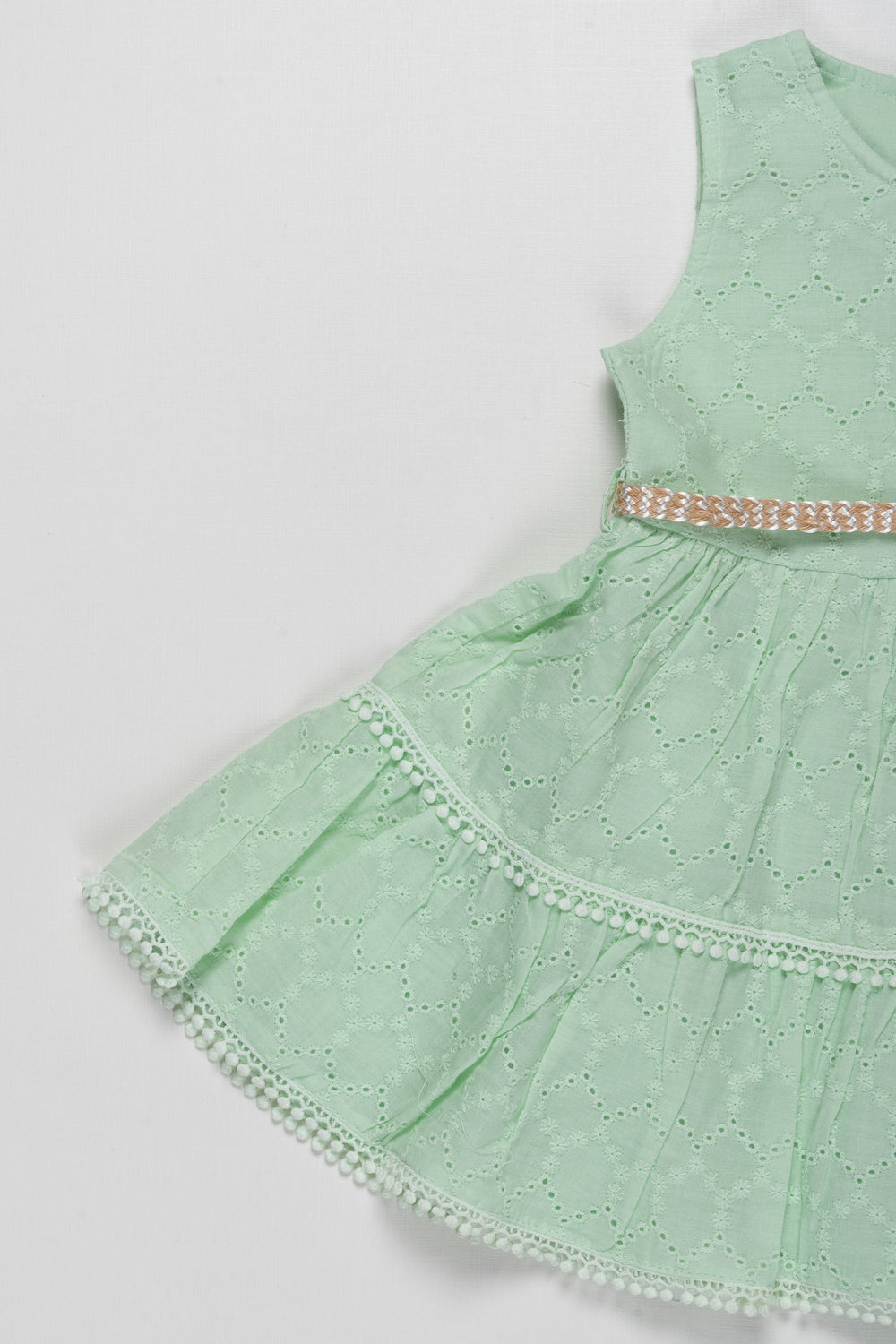 The Nesavu Baby Cotton Frocks Enchanted Mint Green Baby Girl Cotton Frock - Breathable & Chic Nesavu Baby Girls Mint Green Summer Frock | Cotton Comfort & Style | The Nesavu