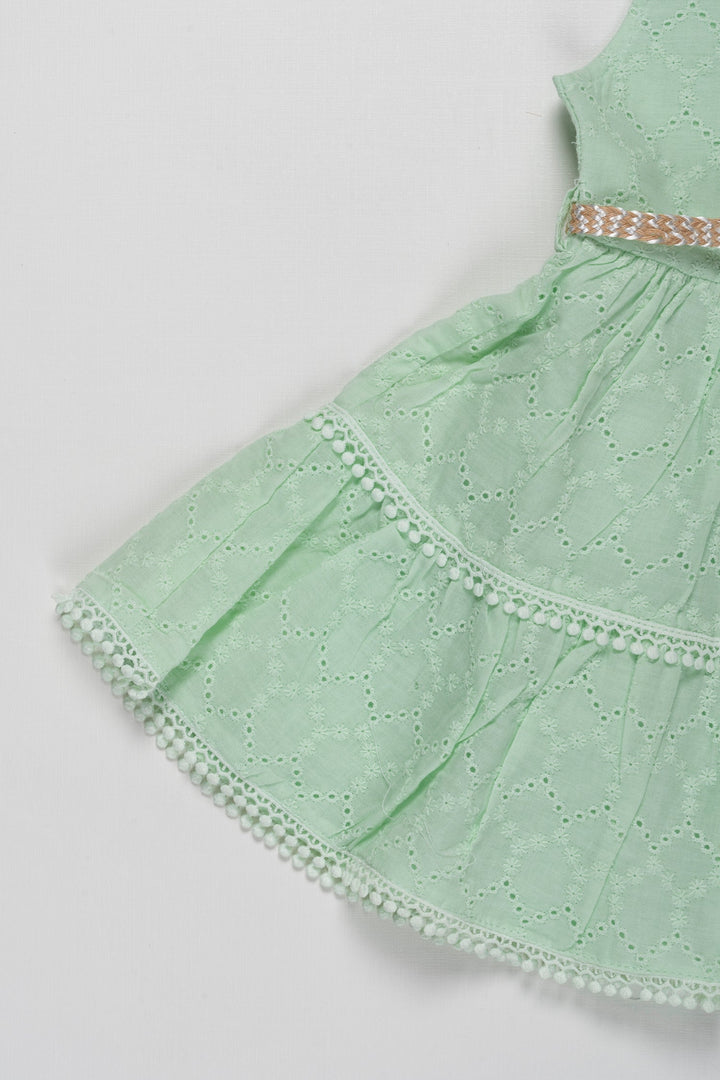 The Nesavu Baby Cotton Frocks Enchanted Mint Green Baby Girl Cotton Frock - Breathable & Chic Nesavu Baby Girls Mint Green Summer Frock | Cotton Comfort & Style | The Nesavu