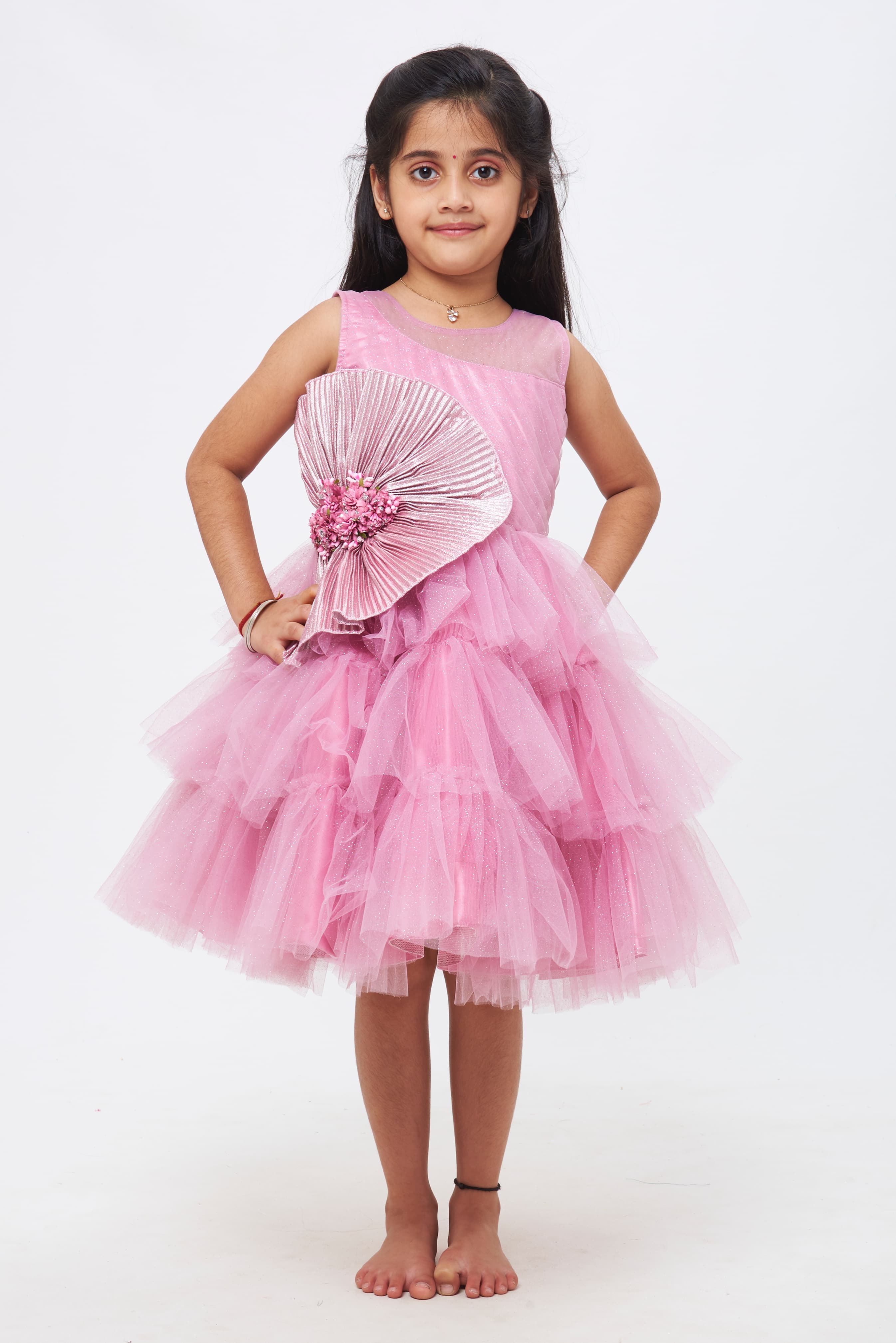 Girl's - Pink Rose Tulle Dress