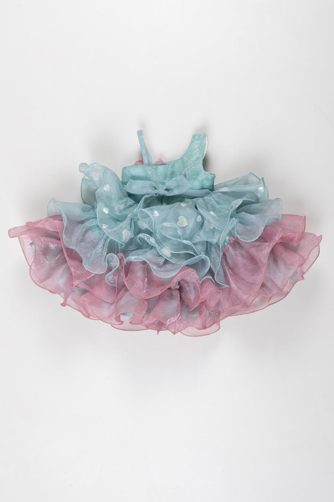 The Nesavu Girls Fancy Frock Enchanted Twilight Ruffle Frock: A Celestial Celebration for Girls Nesavu Girls Western Style Teal and Rose Party Dress | Elegant Princess Frock for Celebrations | The Nesavu