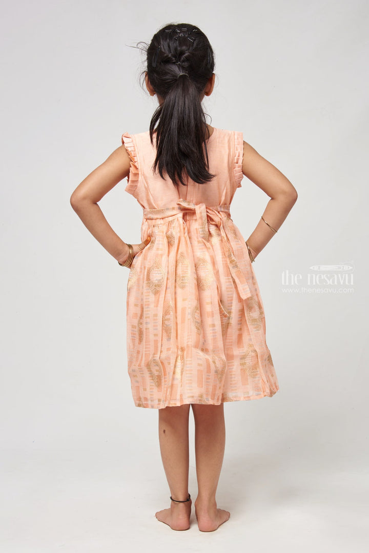 The Nesavu Girls Cotton Frock Enchanting Orange Block Printed Chanderi Frock - Girls Fashionable Attire Nesavu Pure Cotton Frocks | Summer Wear Cotton Dresses | The Nesavu