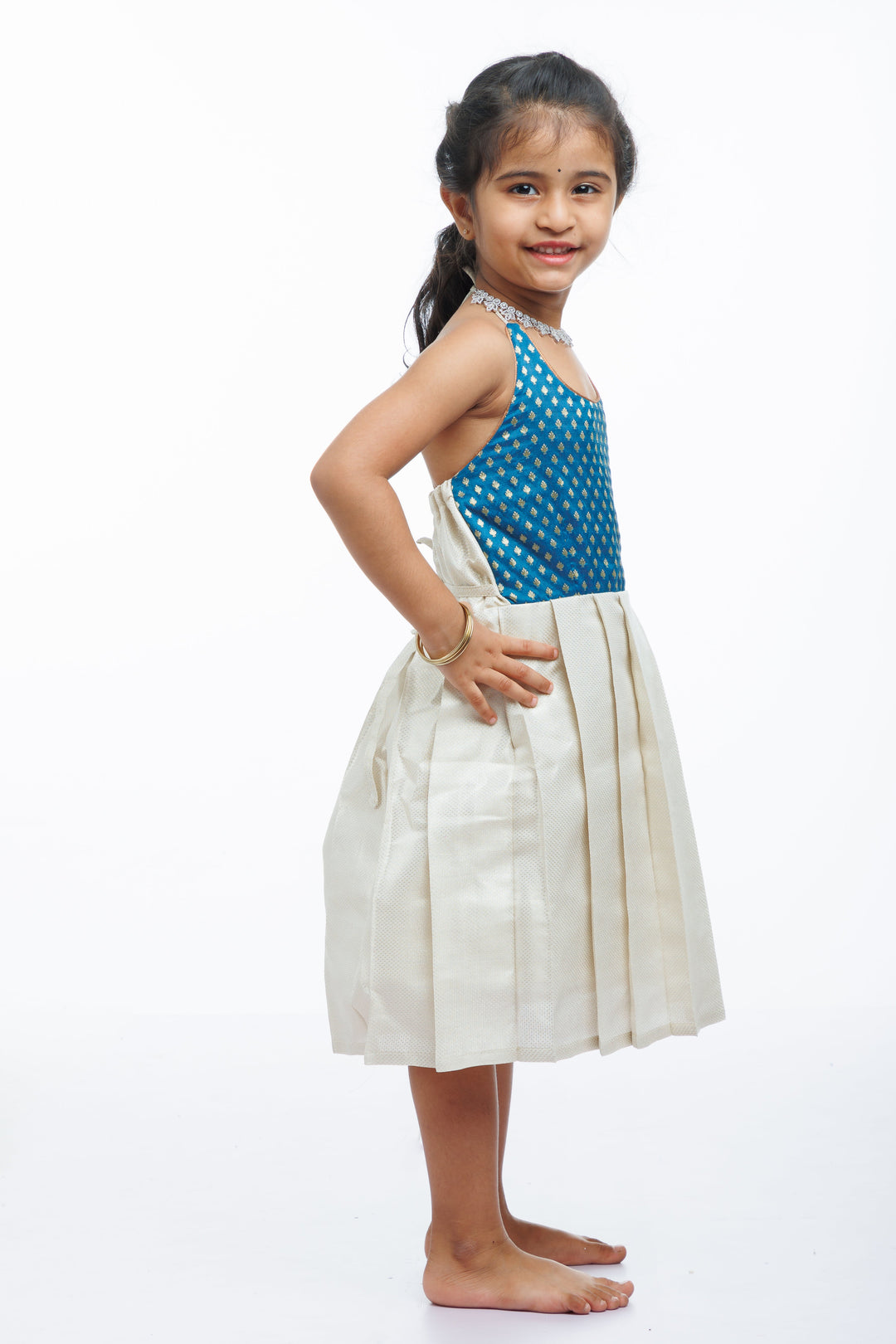The Nesavu Tie-up Frock Enchanting Tie-Up Silk Frock for Girls - Luxurious Traditional Weave Design Nesavu Girls Tie-Up Silk Frock | Elegant Party Wear Silk Dresses for Children | The Nesavu