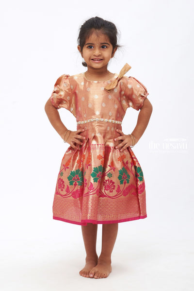 South Indian Kanchipuram Ethnic Pattu Frocks Silk Gown Online | Nesavu ...