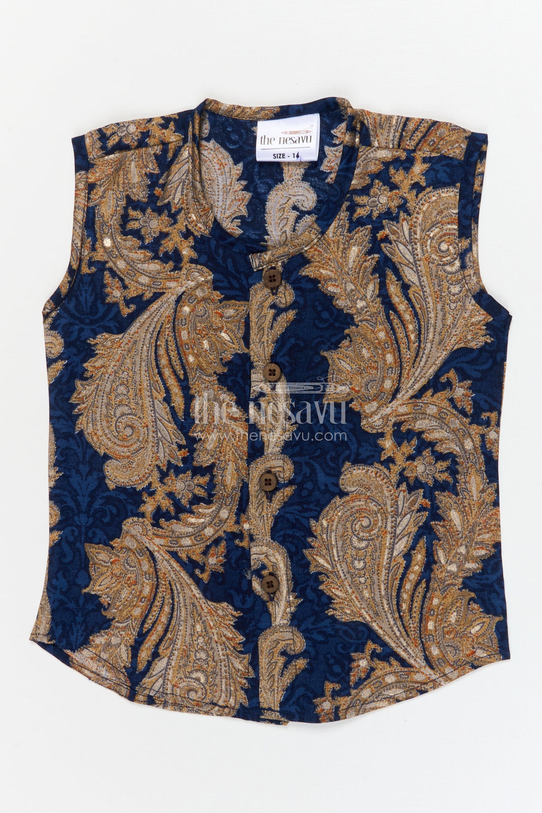 The Nesavu Baby Jablas Ethnic Baby Jabla for Traditional Look and Daily Comfort Nesavu 10 (NB) / Blue / Viscose Silk IF042A-10 Nesavu ethnic baby jabla in modal silk with gold foil print – great for festivals and everyday wear