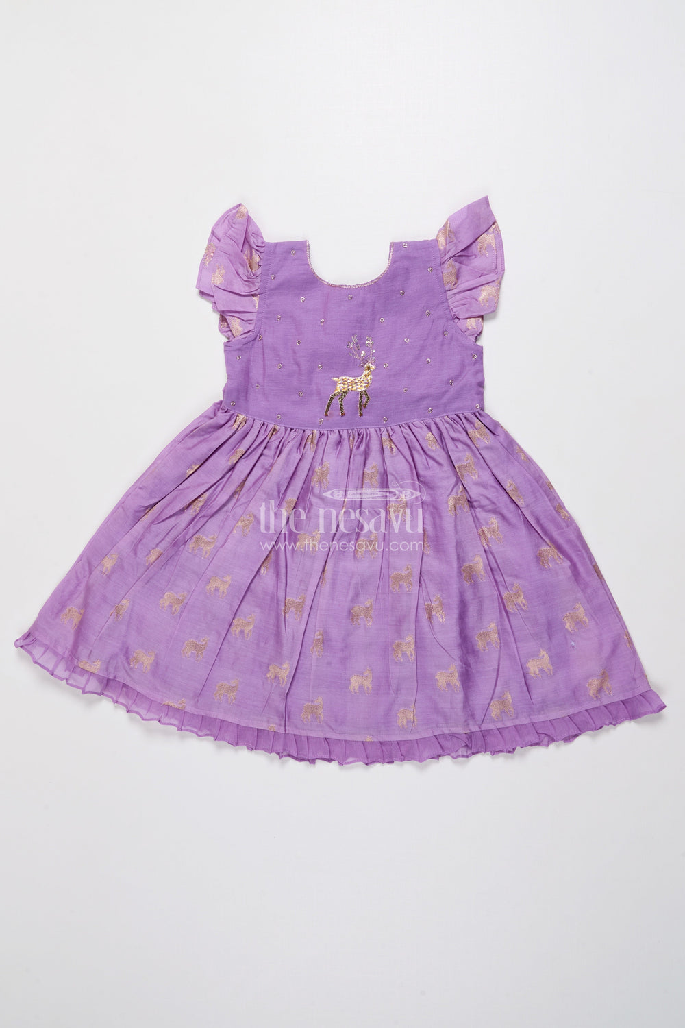 The Nesavu Girls Chanderi Frock Ethnic Chanderi Frock for Baby Girls for Traditional Occasions and Family Events Nesavu 16 (1Y) / Purple GFC2001A-16 Nesavu ethnic chanderi frock baby girls zari embroidery traditional events poojas