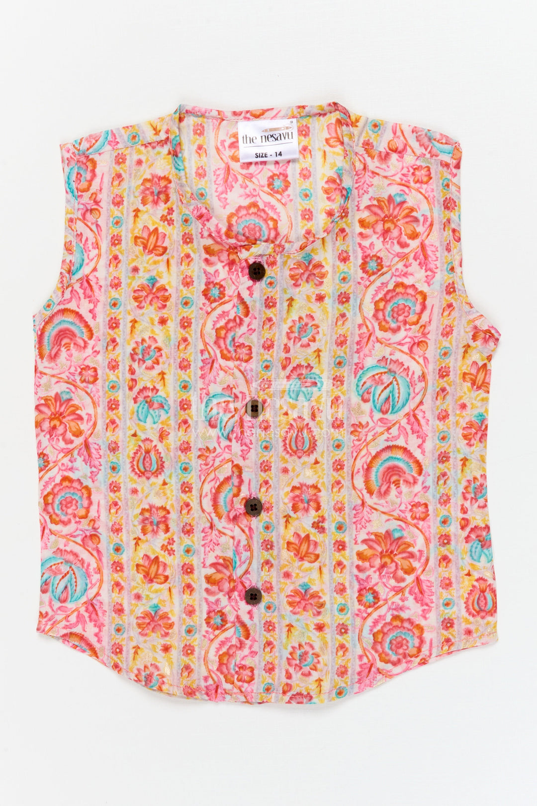 The Nesavu Baby Jablas Ethnic Floral Jabla Top for Baby Girls’ Festive Dressing Nesavu 10 (NB) / Multicolor / Cotton IF046A-10 Nesavu traditional floral baby jabla in printed cotton – perfect for festivals and daytime functions