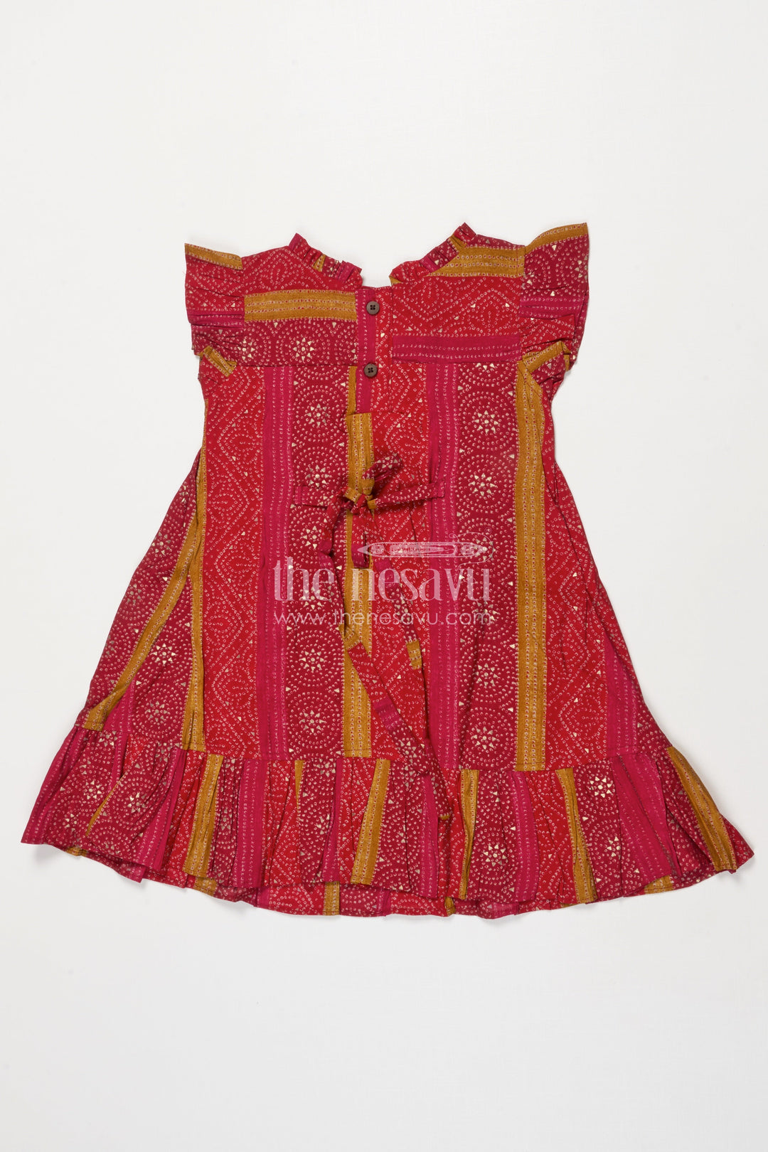 The Nesavu Girls Cotton Frock Ethnic Frock for Toddler Girls for Traditional Outings and Photo Moments Nesavu Nesavu ethnic modal silk frock for toddler girls with traditional prints for festive and photo-ready moments