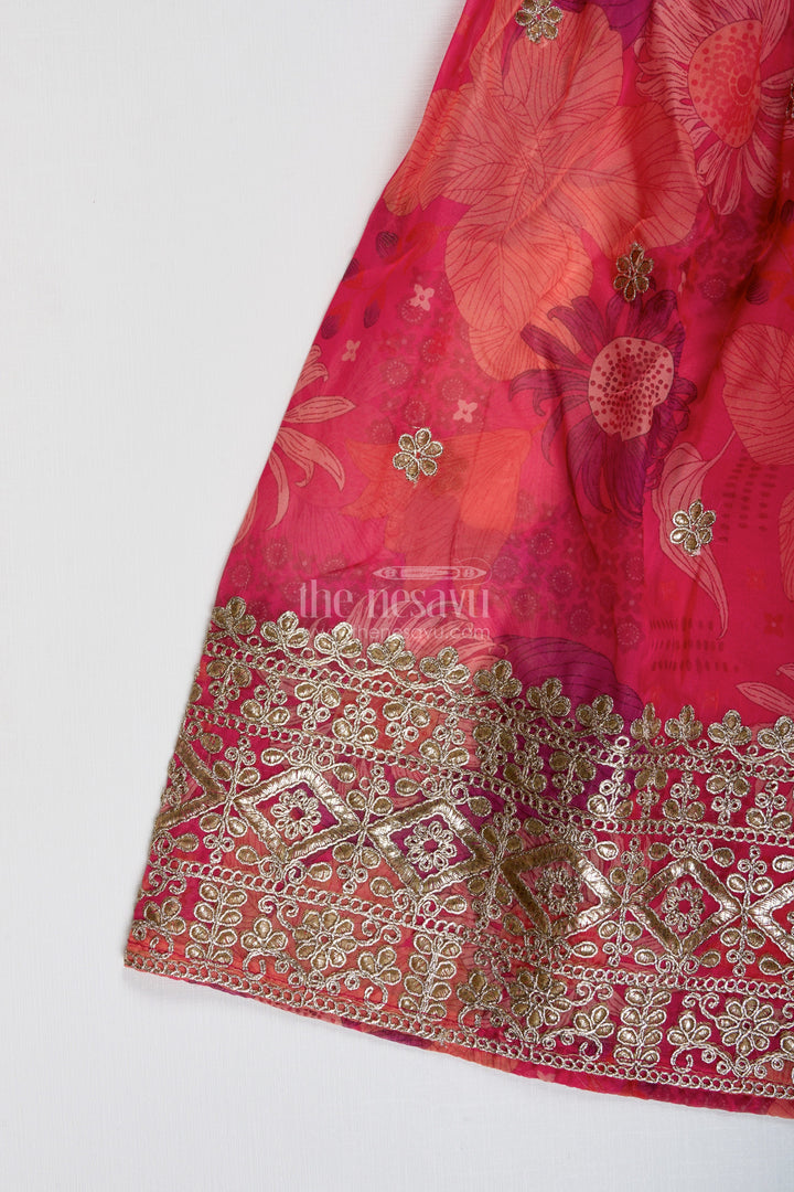 The Nesavu Girls Sharara / Plazo Set Ethnic Palazzo Pants Set for Girls Contemporary Style Printed Celebration Wear Nesavu Nesavu Traditional Contemporary Ethnic Palazzos Girls Georgette Digital Print Festive Vibes