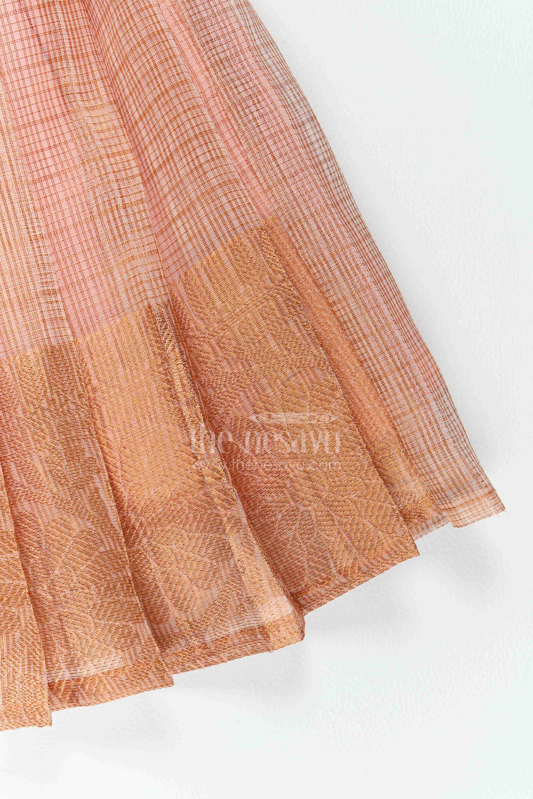 The Nesavu Silk Party Frock Ethnic Party Frock for Girls in Peach for Celebrations and Photos Nesavu Nesavu Ethnic Party Frock For Girls With Statement Border For Weddings
