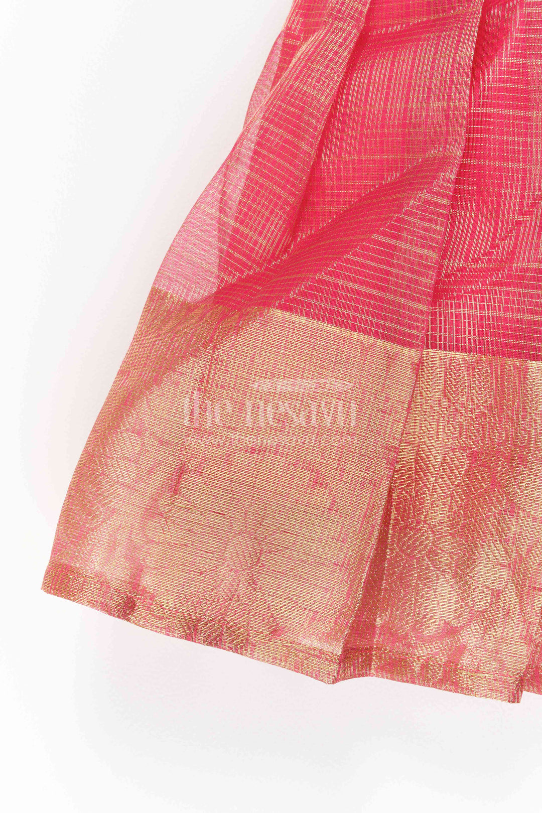 The Nesavu Silk Party Frock Ethnic Party Frock for Girls with Statement Border for Weddings and Parties Nesavu Nesavu Ethnic Party Frock For Girls In Red For Milestone Days