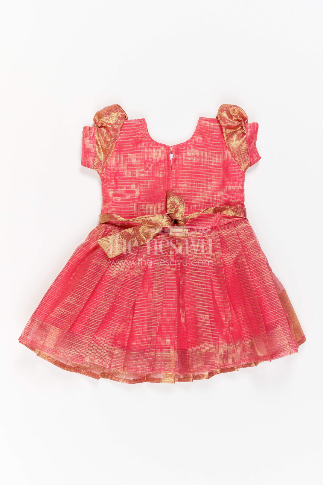 The Nesavu Silk Party Frock Ethnic Party Frock for Girls with Statement Border for Weddings and Parties Nesavu Nesavu Ethnic Party Frock For Girls In Red For Milestone Days