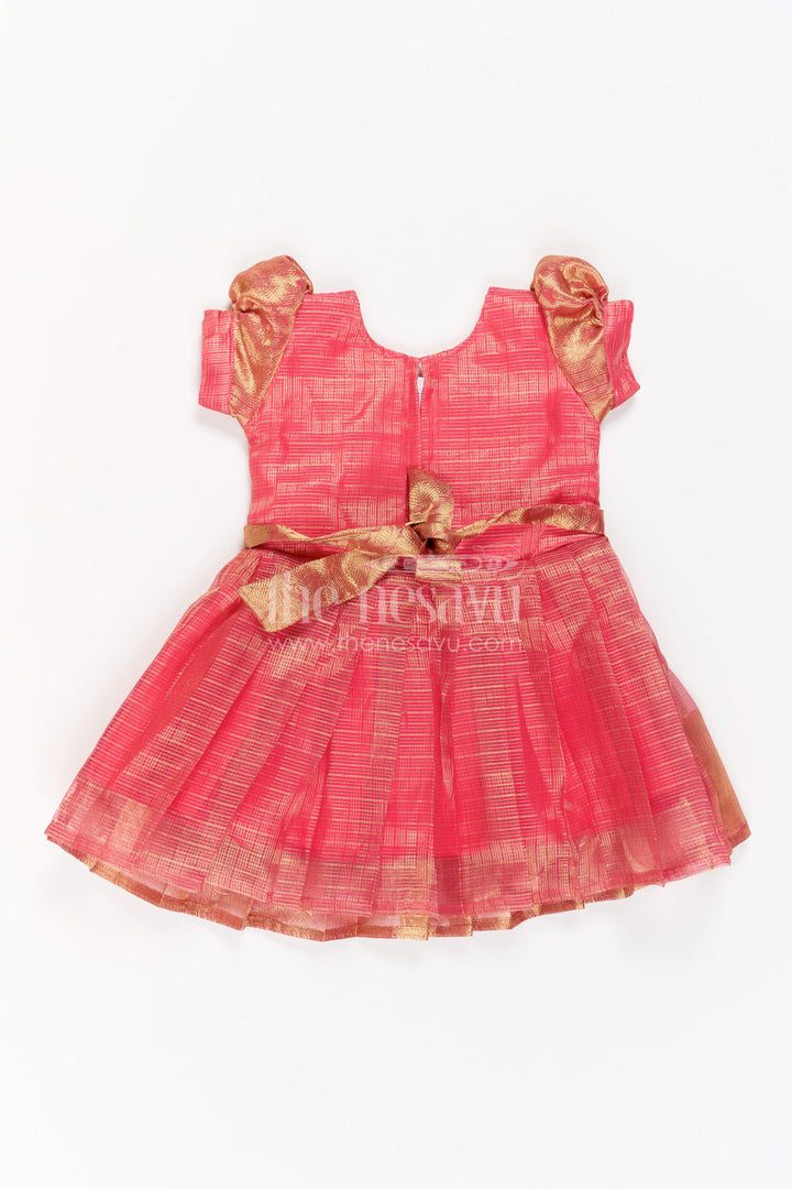The Nesavu Silk Party Frock Ethnic Party Frock for Girls with Statement Border for Weddings and Parties Nesavu Nesavu Ethnic Party Frock For Girls In Red For Milestone Days