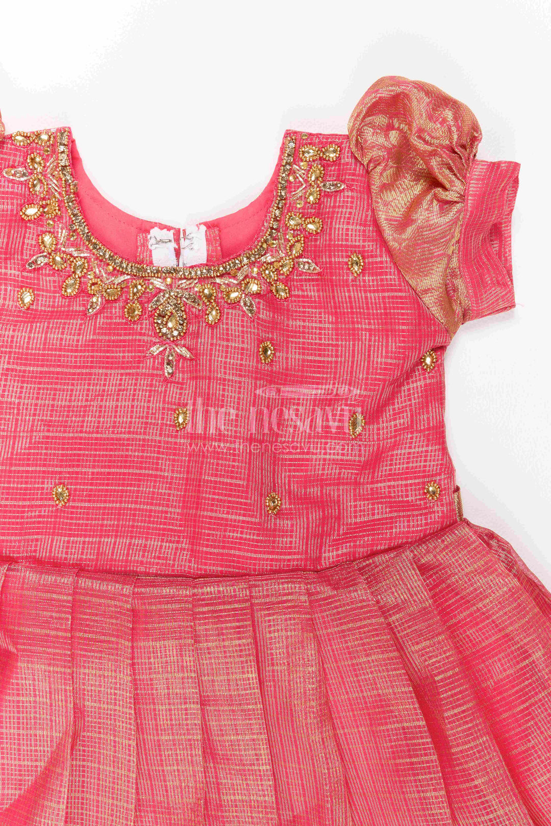 The Nesavu Silk Party Frock Ethnic Party Frock for Girls with Statement Border for Weddings and Parties Nesavu Nesavu Ethnic Party Frock For Girls In Red For Milestone Days