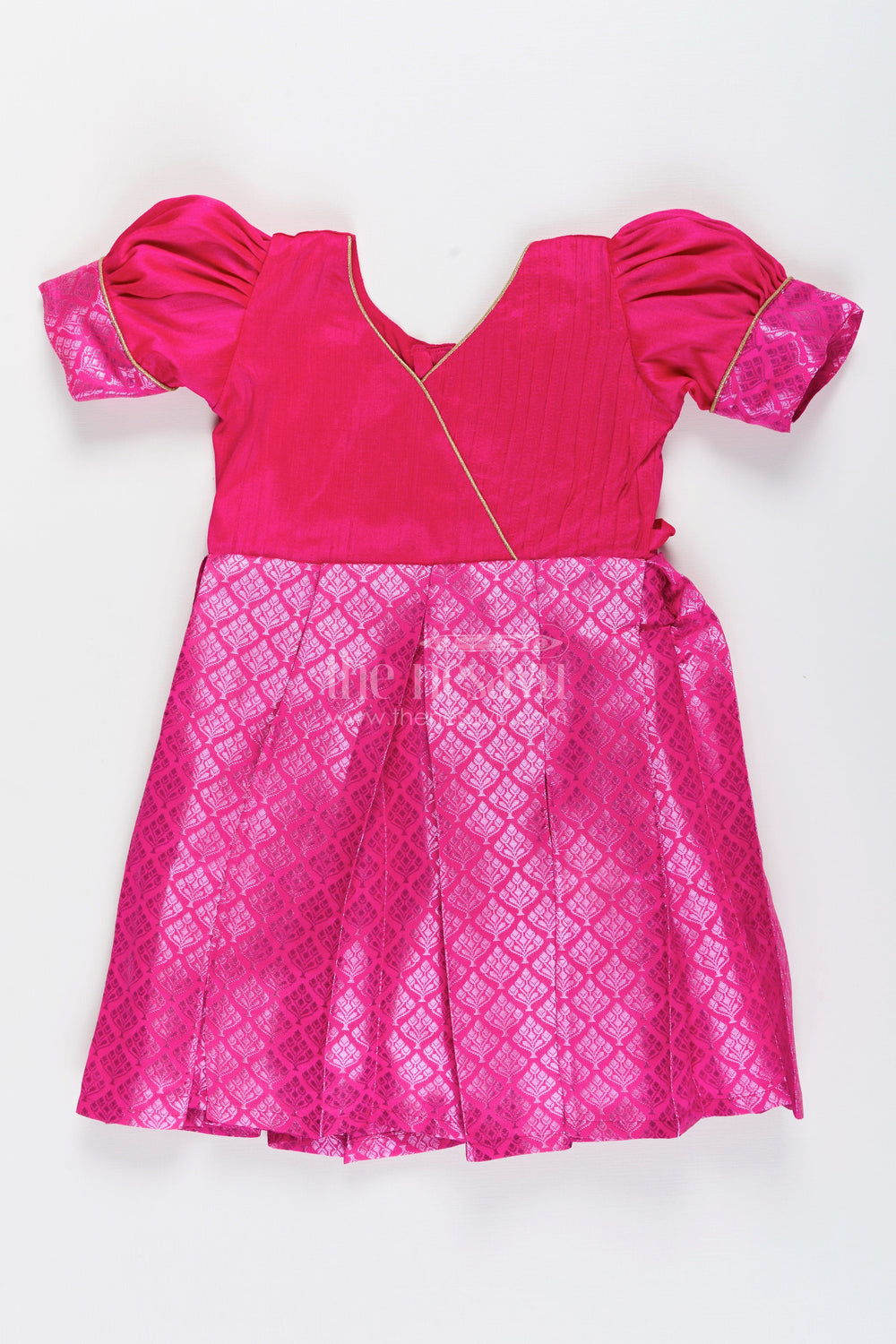 The Nesavu Silk Frock Ethnic Silk Frock for Baby Girls for Birthdays and Festive Wear Nesavu 18 (2Y) / Pink SF1057B-18 Nesavu ethnic silk frock baby girls semi banaras skirt  ideal birthdays religious events