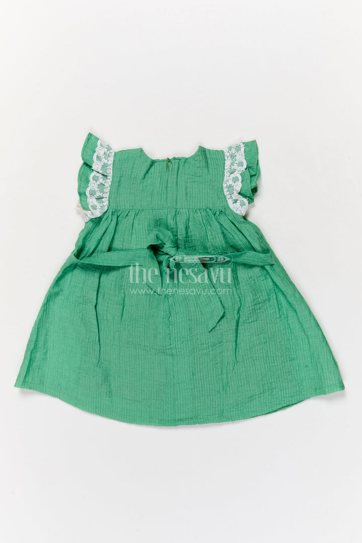 The Nesavu Baby Cotton Frocks Everyday Baby Cotton Frock with Embroidery and Lace Details Nesavu Nesavu embroidered baby cotton frock with lace sleeves for daily wear and soft summer style