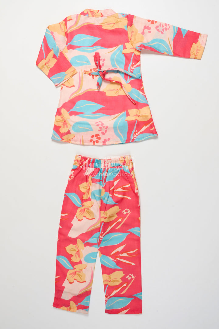 The Nesavu Girls Casual Set Everyday Ethnic Floral Printed Set with Straight-Cut Pants for Kids Nesavu Nesavu girls floral printed cotton kurta pant set everyday ethnic wear