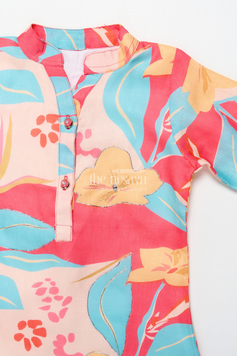 The Nesavu Girls Casual Set Everyday Ethnic Floral Printed Set with Straight-Cut Pants for Kids Nesavu Nesavu girls floral printed cotton kurta pant set everyday ethnic wear