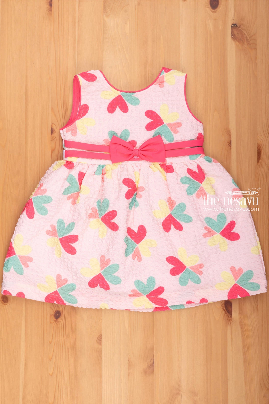 The Nesavu Baby Fancy Frock Exquisite Baby Pink Dress: Floral Prints on Lucknow Chikan for Girls Nesavu 14 (6M) / Pink / Poly Crepe BFJ466A-14 Beautiful Newborn Dresses | Baby Frocks Cotton | the Nesavu