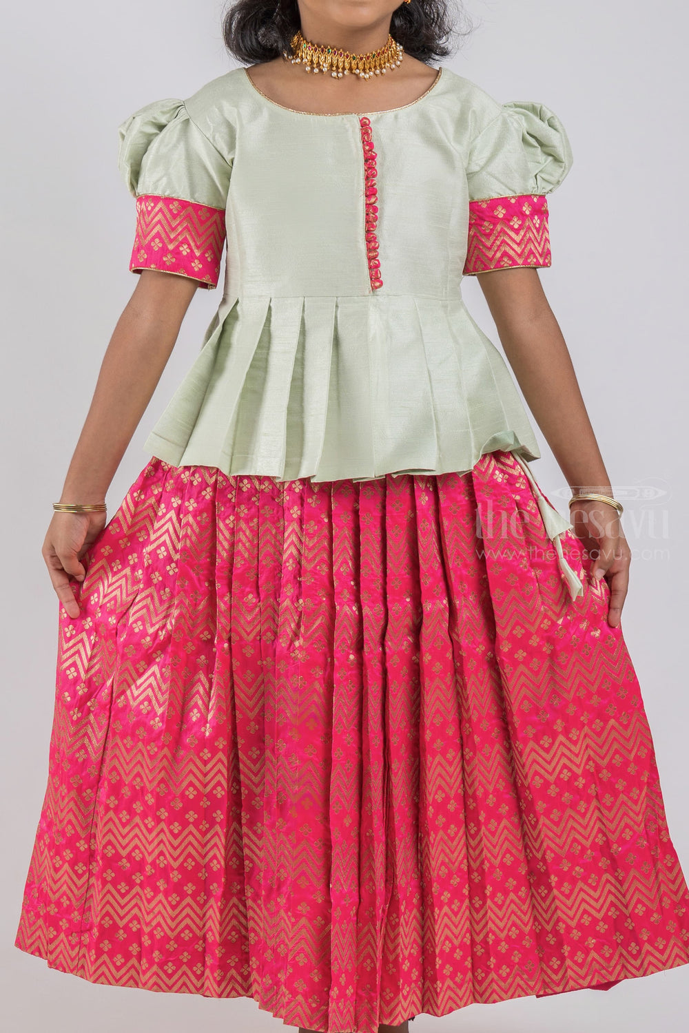 The Nesavu Pattu Pavadai Exquisite Silk Pattu Pavadai: Classy and Traditional Dresses for Girls psr silks Nesavu