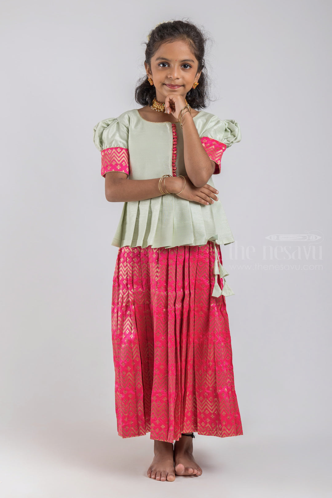 The Nesavu Pattu Pavadai Exquisite Silk Pattu Pavadai: Classy and Traditional Dresses for Girls psr silks Nesavu