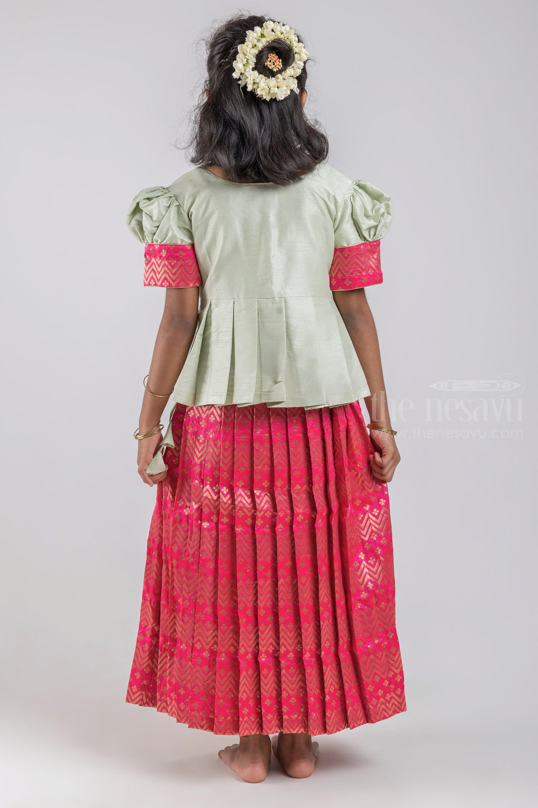 The Nesavu Pattu Pavadai Exquisite Silk Pattu Pavadai: Classy and Traditional Dresses for Girls psr silks Nesavu