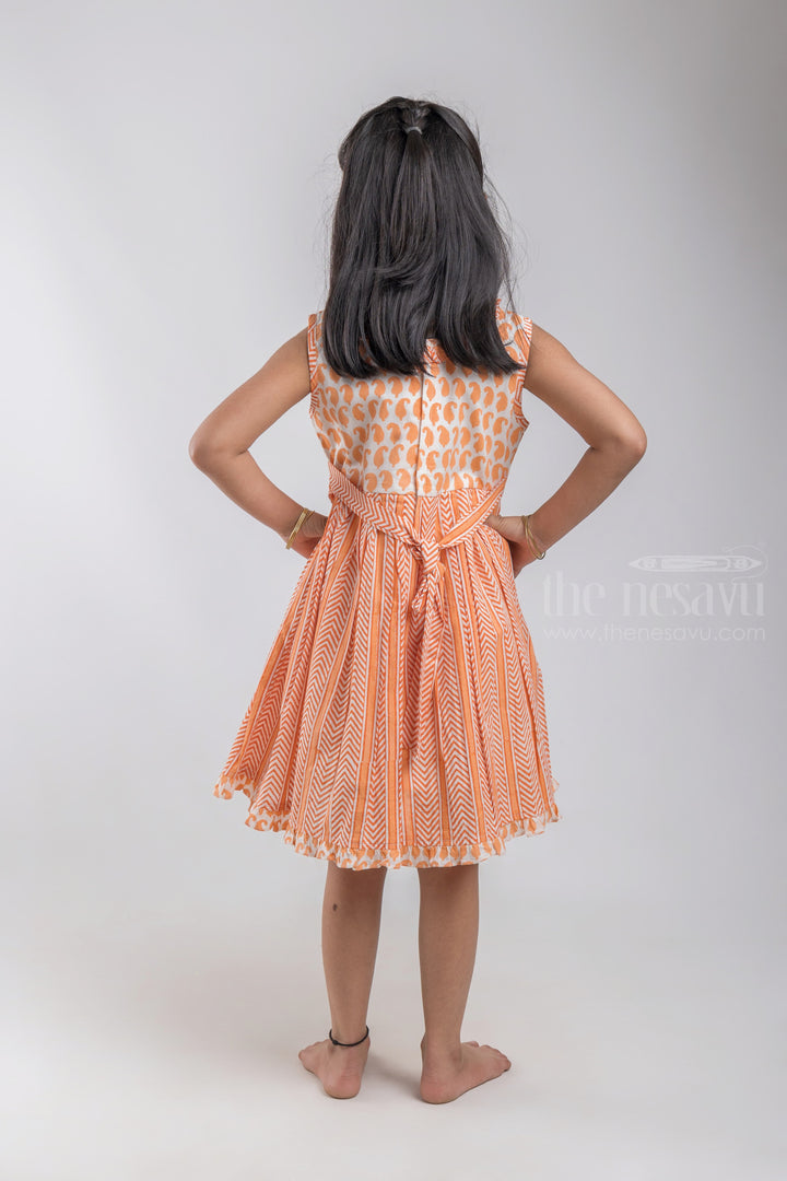 The Nesavu Girls Cotton Frock Fancy Soft Cotton Readymade Frock For Baby Girls With Ruffles And Bow psr silks Nesavu