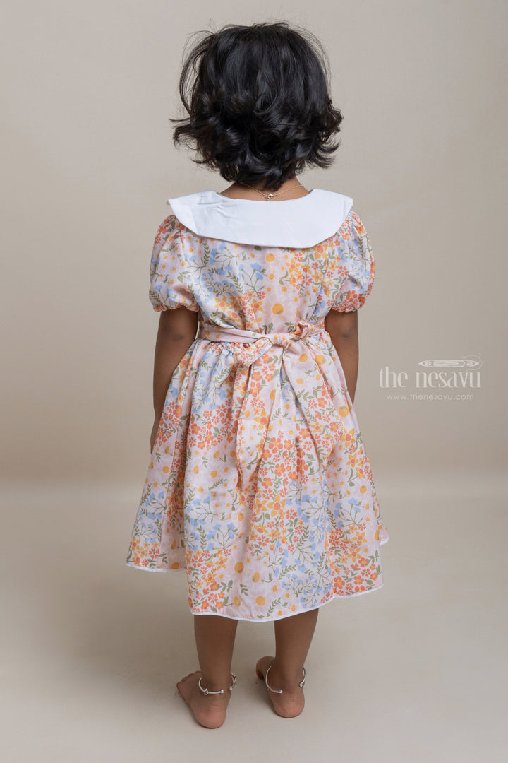 The Nesavu Girls Fancy Frock Fantastic Yellow Floral Allover Printed Cotton Frock For Girls Nesavu Trendy Floral Printed Frocks Online | New Arrivals | The Nesavu