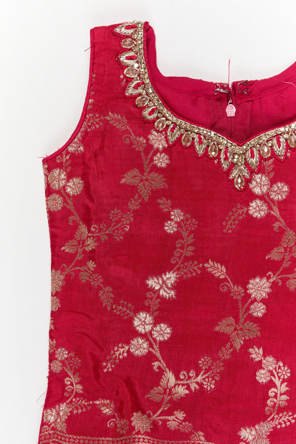 The Nesavu Girls Sharara / Plazo Set Festive Plazo Outfit for Girls with Embroidered Yoke and Tassel Dupatta Nesavu Nesavu festive plazo outfit for girls with embroidered yoke and tassel dupatta – perfect for weddings and parties