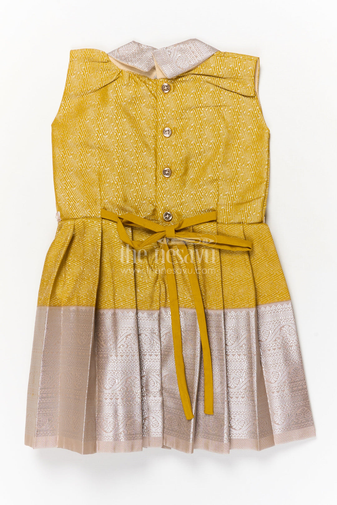 The Nesavu Girls Kanchi Silk Frock Festive Silk Frock for Girls for Family Functions and Cultural Events Nesavu Nesavu festive silk frock for girls with zari pleats and stone waist belt – ideal for family and cultural events