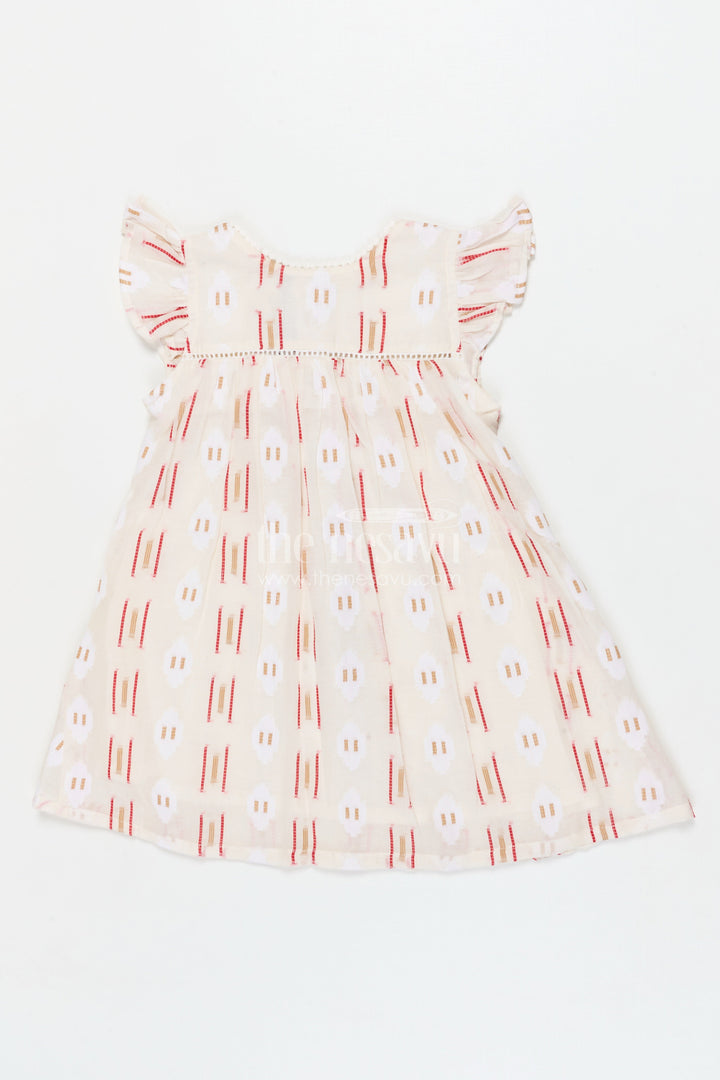 The Nesavu Girls Cotton Frock Flared Cotton Frock for Toddler Girls with Ethnic-inspired Print Nesavu 18 (2Y) / Half white / Cotton GFC2067A-18 Nesavu cotton frock for toddler girls with flared fit and ethnic print for everyday comfort