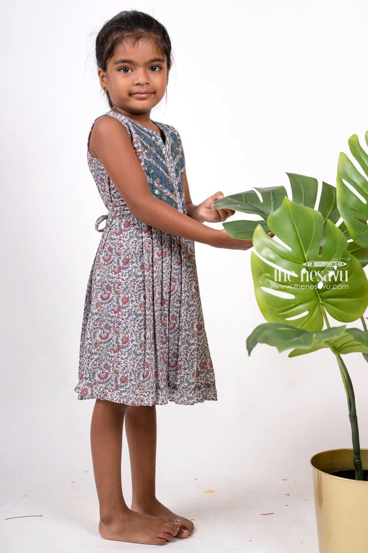The Nesavu Girls Fancy Frock Floral Bush- Designer Baby Girls Cotton Frock With Fabric Trims Nesavu Buy Girls Rayon Cotton Frocks For Daily Use | Modern Designs Patterns | The Nesavu