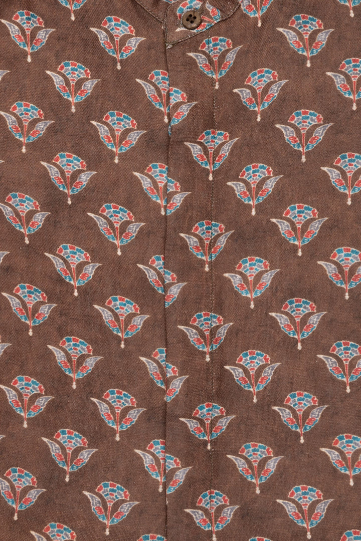 The Nesavu Boys Linen Shirt Floral Elegance: Linen Boys' Shirt with Nature-Inspired Print for a Sophisticated Touch Nesavu Nature Inspired Printed Shirt | Casual Shirt for Boys | The Nesavu