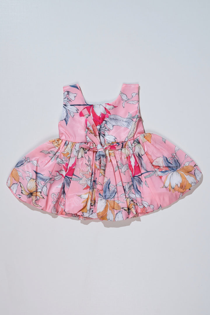 The Nesavu Baby Fancy Frock Floral Frock Knee Length for Baby Girls in Glaza Satin with Bow Waist Detail Nesavu Nesavu Floral Frock Knee Length Baby Girls Glaza Satin Bow Waist Detail