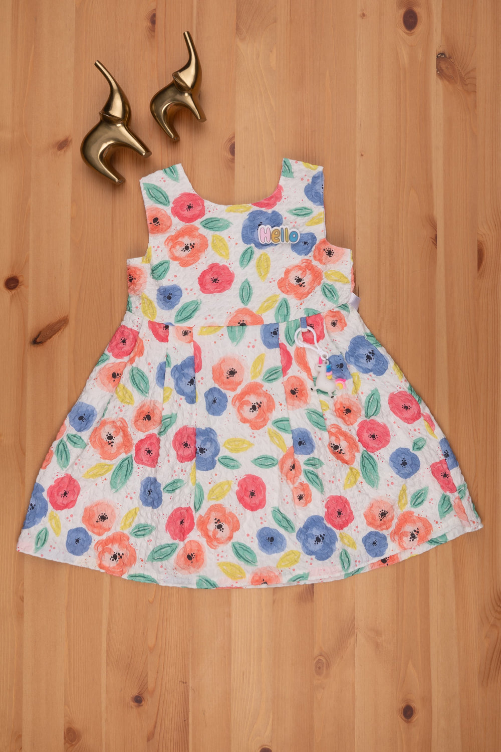 The Nesavu Baby Frock / Jhabla Floral Printed Pleated Lucknow Chikan Dress for Girls Nesavu 14 (6M) / multicolor BFJ437A-14 Floral Printed Frock For Girls | Fancy Dress For Babys | The Nesavu