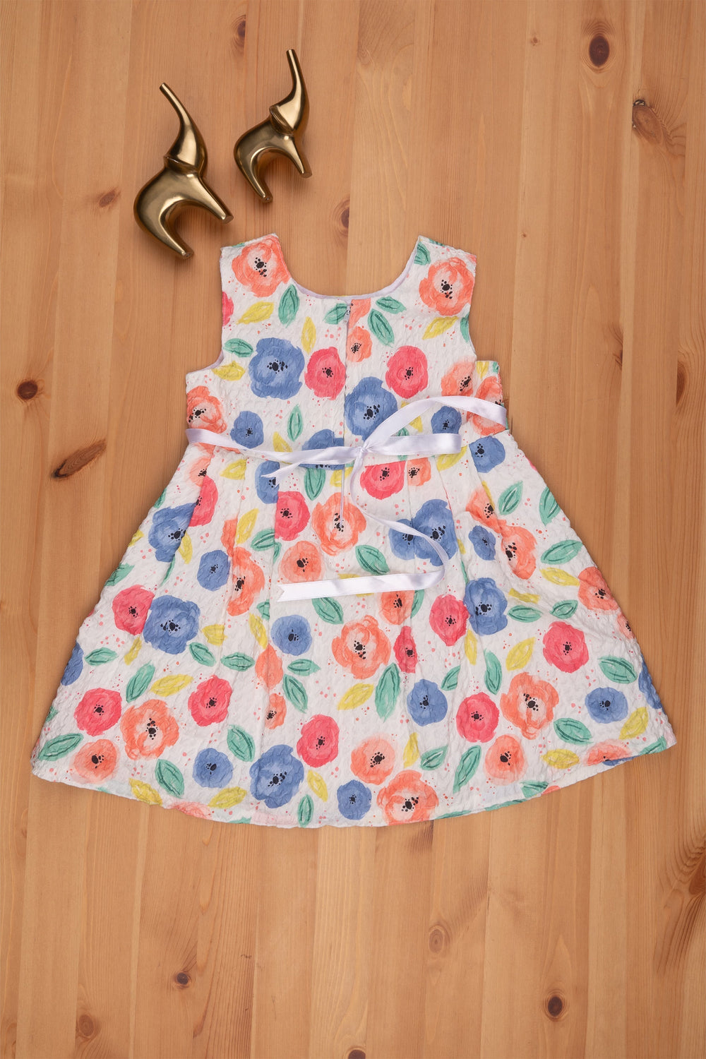 The Nesavu Baby Frock / Jhabla Floral Printed Pleated Lucknow Chikan Dress for Girls Nesavu Floral Printed Frock For Girls | Fancy Dress For Babys | The Nesavu