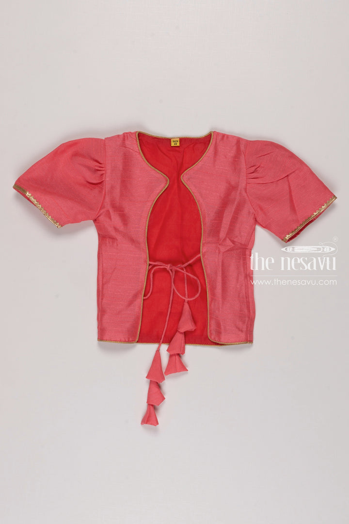 The Nesavu Girls Silk Gown Floral Radiance: Pink and Gold Floral Lehenga Set for Girls Nesavu Pink and Gold Floral Lehenga Set | Trendy Ethnic Wear for Girls | The Nesavu