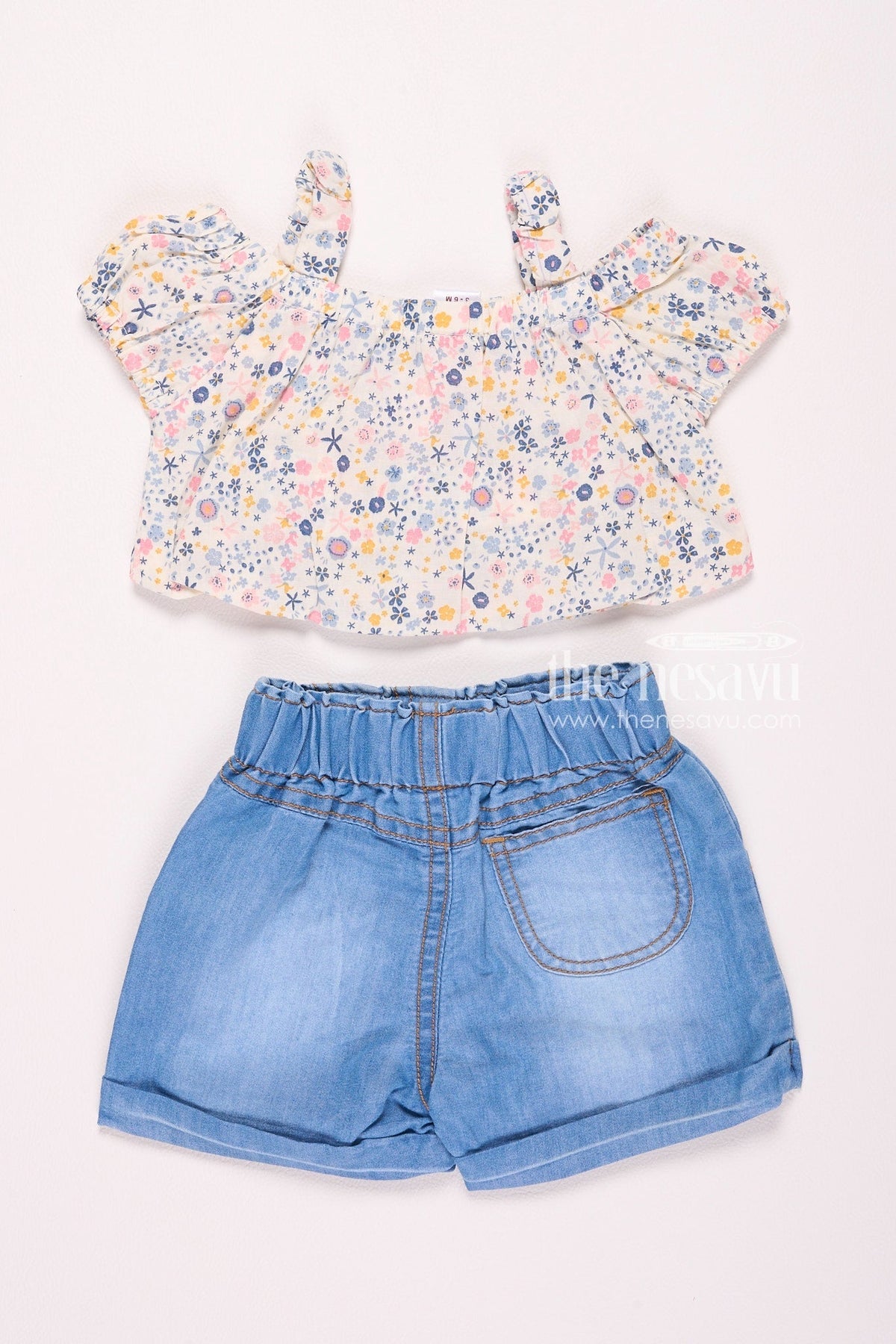Floral Top and Denim Shorts Baby Girl Set Stylish Comfortable