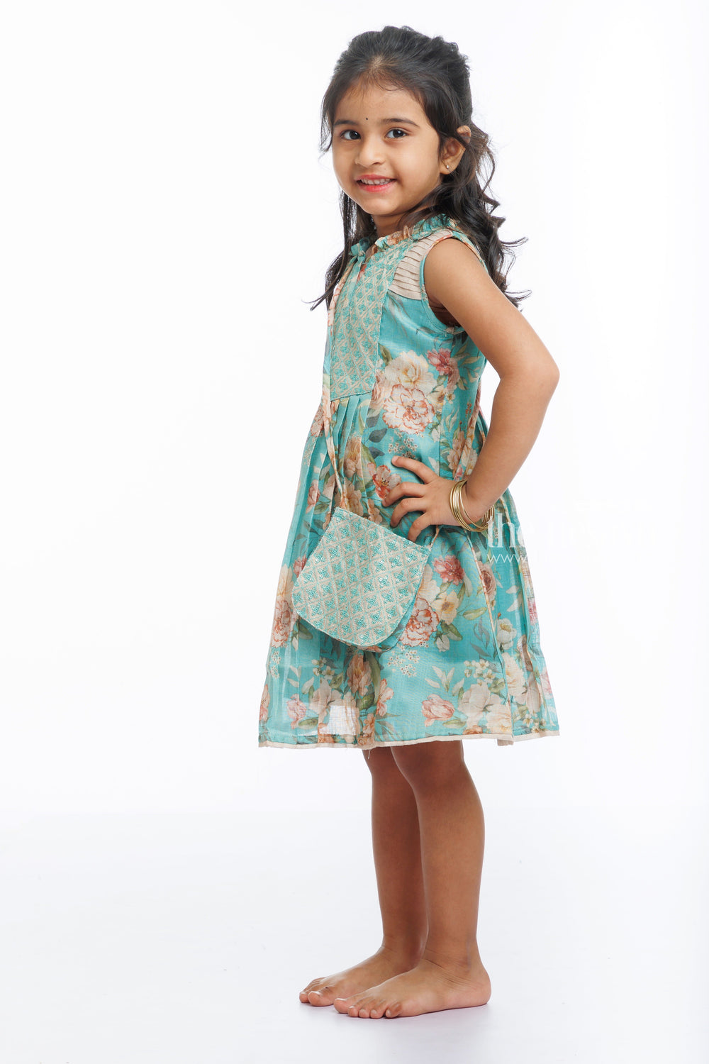 The Nesavu Girls Cotton Frock Floral Whimsy: Girls Designer Cotton Frock with Pastel Panache Nesavu Shop the Latest Printed Cotton Frocks for Girls | Unique  Comfortable | The Nesavu