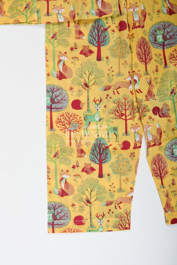 The Nesavu Girls Co-Ord Sets Forest Theme Cotton Set For Toddler Girls Daily Wear Nesavu Nesavu Cotton Digital Print Toddler Girls Casual Set Forest-Themed Shirt Pants Daily Use