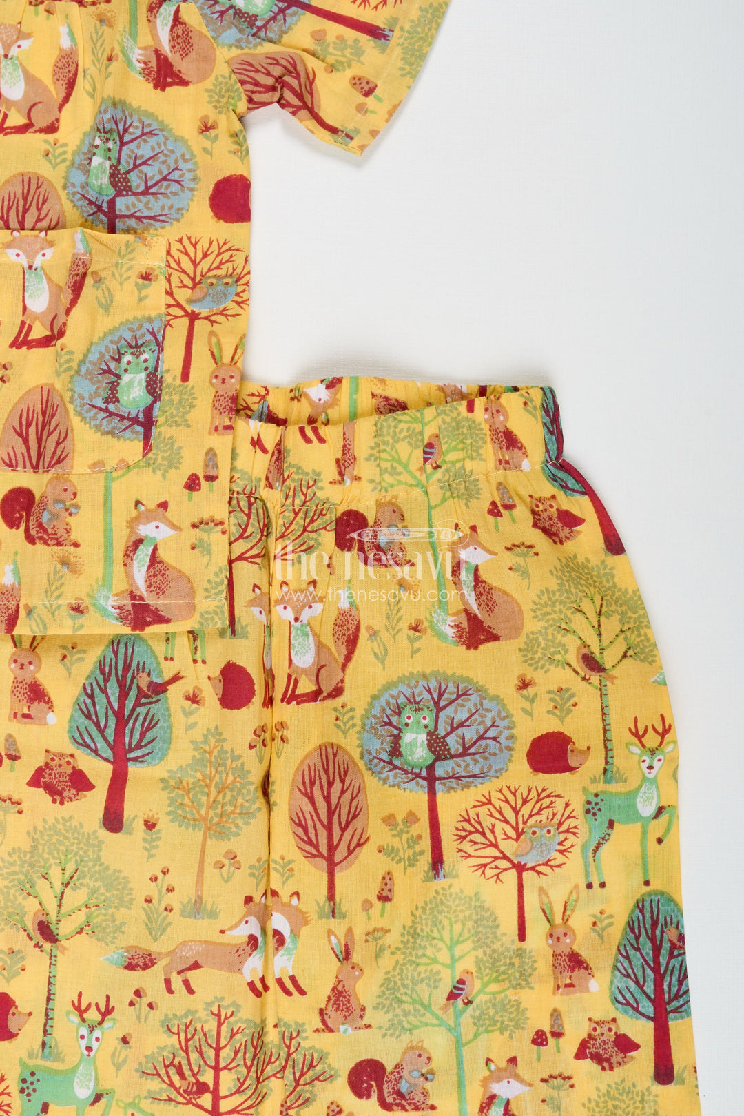 The Nesavu Girls Co-Ord Sets Forest Theme Cotton Set For Toddler Girls Daily Wear Nesavu Nesavu Cotton Digital Print Toddler Girls Casual Set Forest-Themed Shirt Pants Daily Use
