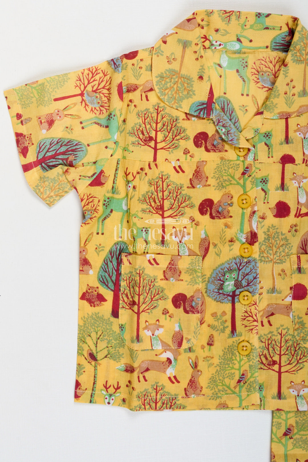 The Nesavu Girls Co-Ord Sets Forest Theme Cotton Set For Toddler Girls Daily Wear Nesavu Nesavu Cotton Digital Print Toddler Girls Casual Set Forest-Themed Shirt Pants Daily Use