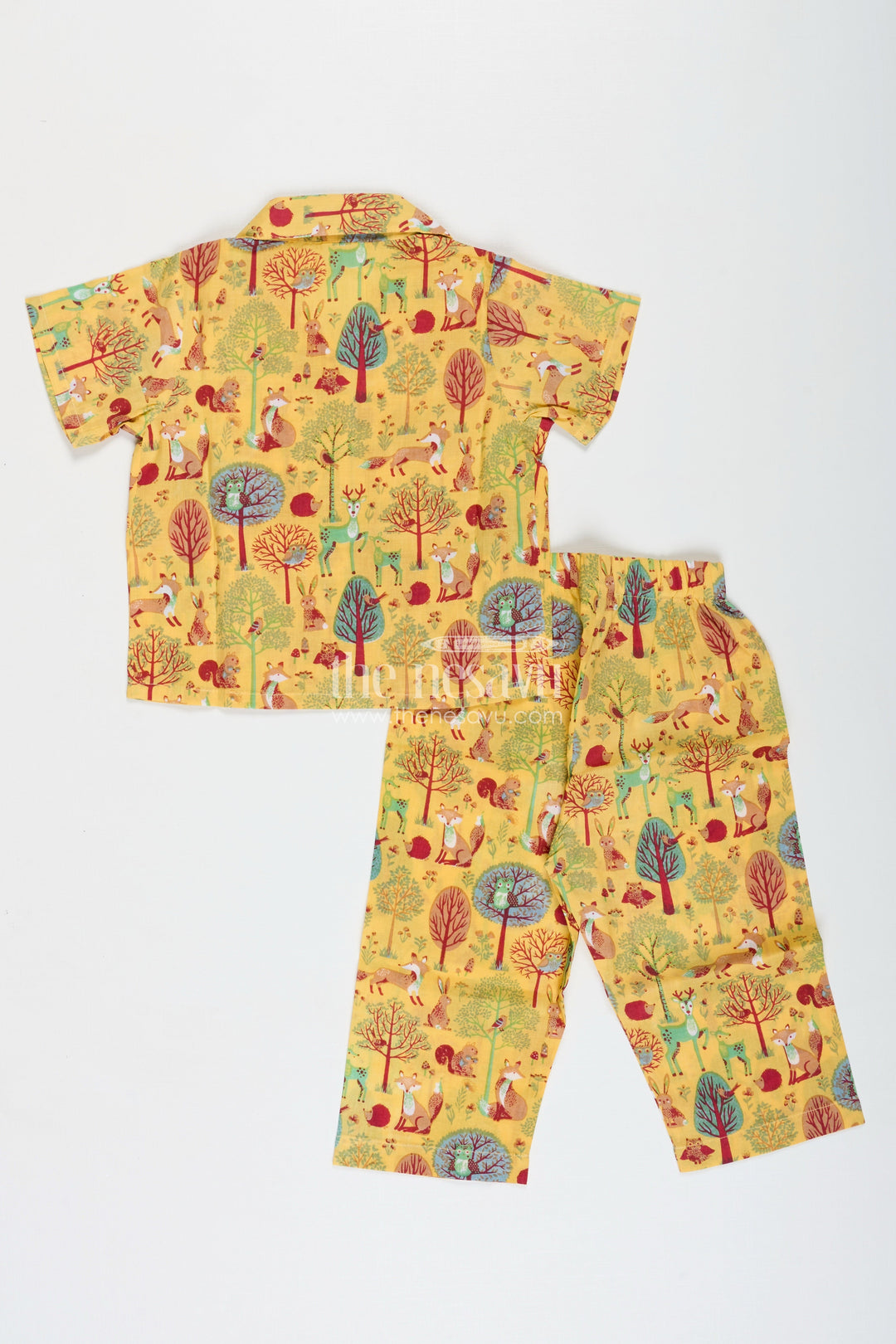 The Nesavu Girls Co-Ord Sets Forest Theme Cotton Set For Toddler Girls Daily Wear Nesavu Nesavu Cotton Digital Print Toddler Girls Casual Set Forest-Themed Shirt Pants Daily Use