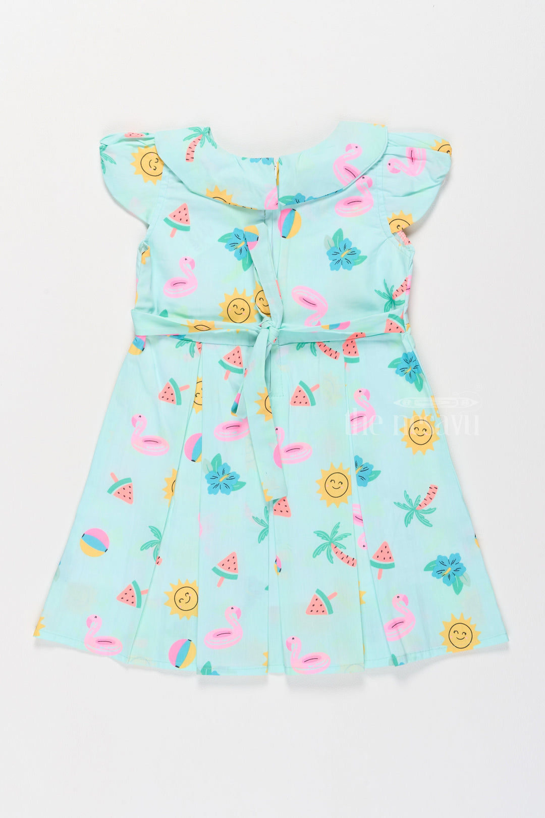 The Nesavu Girls Cotton Frock Frill Cotton Dress for Girls with Playful Summer Prints Nesavu Girls Frill Cotton Dress Summer Prints Peter Pan Collar